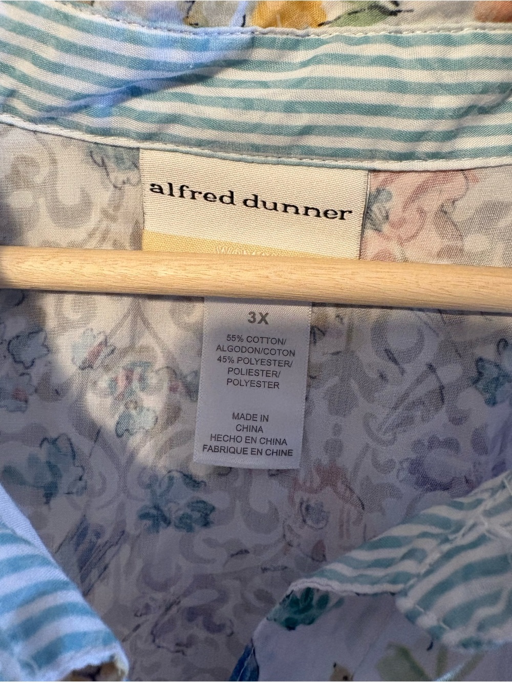 Alfred Dunner 3X Floral Bird Button Down Blouse Cottagecore Spring Plus Size - Picture 2 of 4